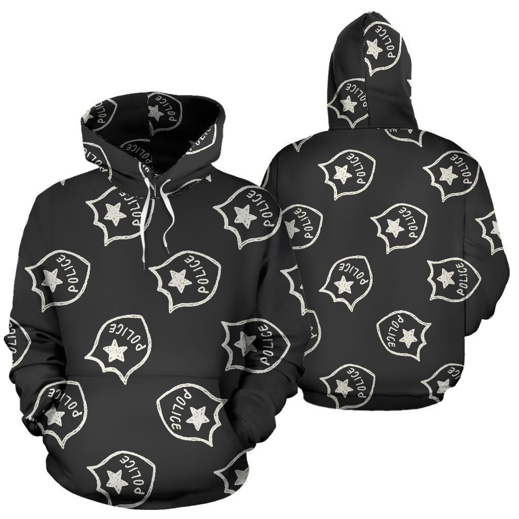 Police Pattern Print Men Women Pullover Hoodie-grizzshop