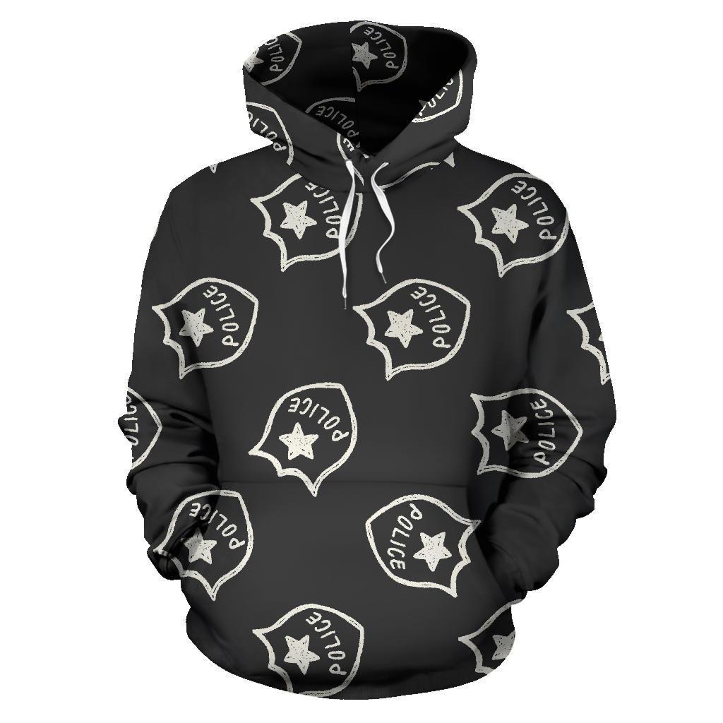 Police Pattern Print Men Women Pullover Hoodie-grizzshop