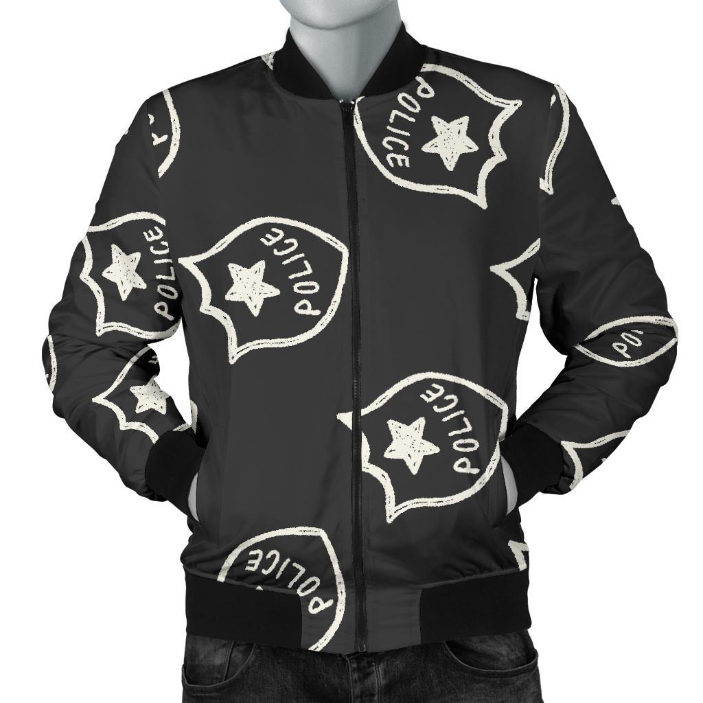 Police Pattern Print Men's Bomber Jacket-grizzshop