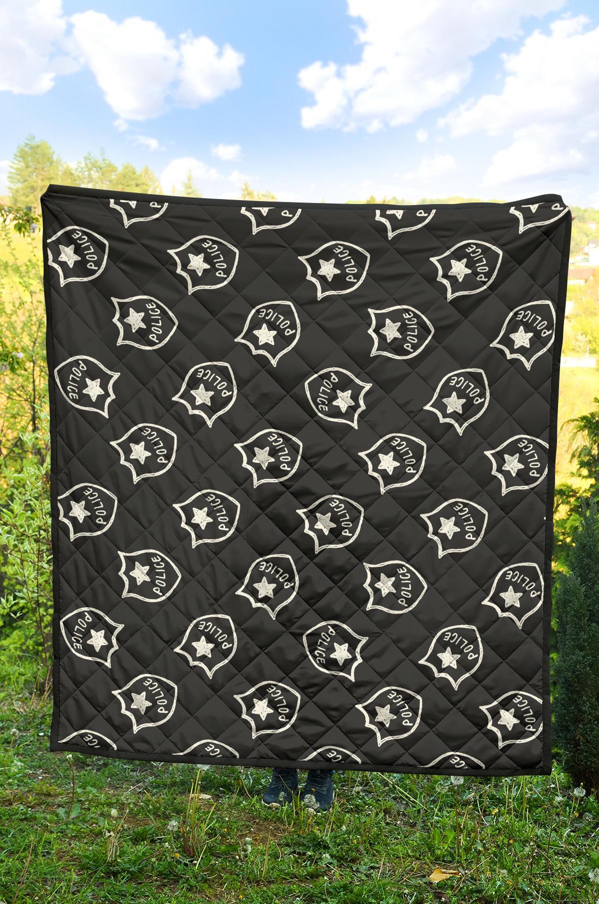 Police Pattern Print Quilt-grizzshop