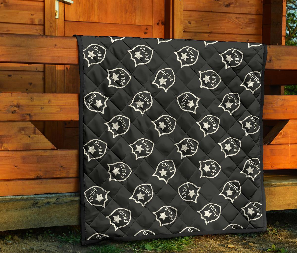 Police Pattern Print Quilt-grizzshop