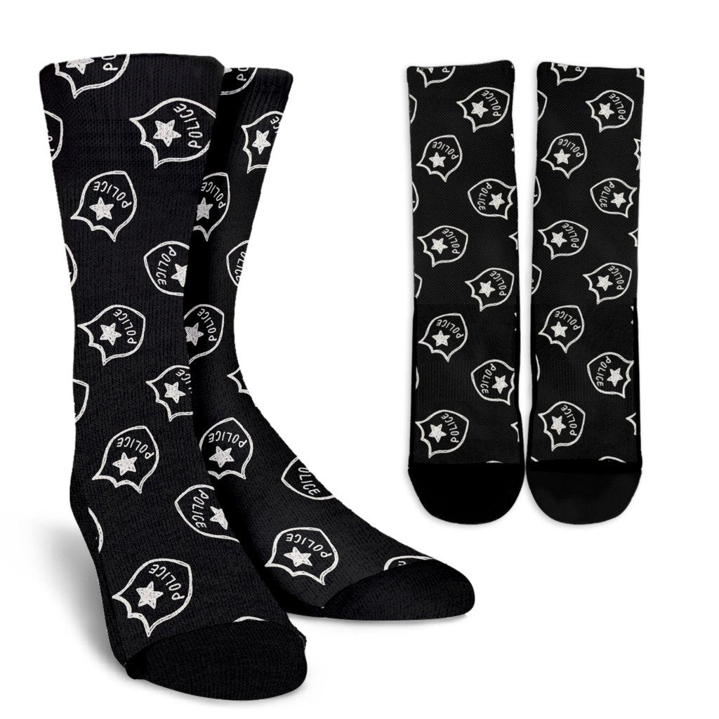 Police Pattern Print Unisex Crew Socks-grizzshop