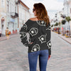 Police Pattern Print Women Off Shoulder Sweatshirt-grizzshop