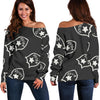 Police Pattern Print Women Off Shoulder Sweatshirt-grizzshop