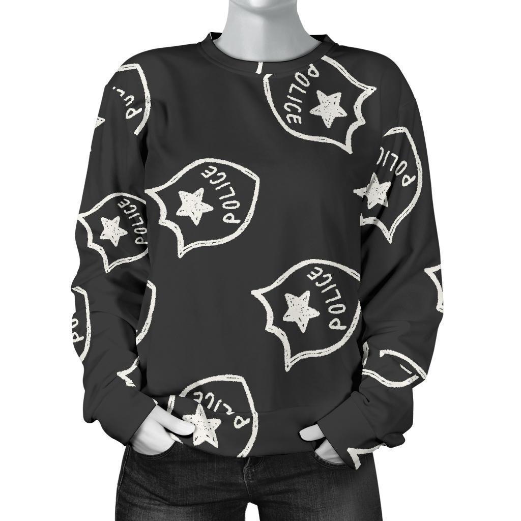 Police Pattern Print Women's Sweatshirt-grizzshop