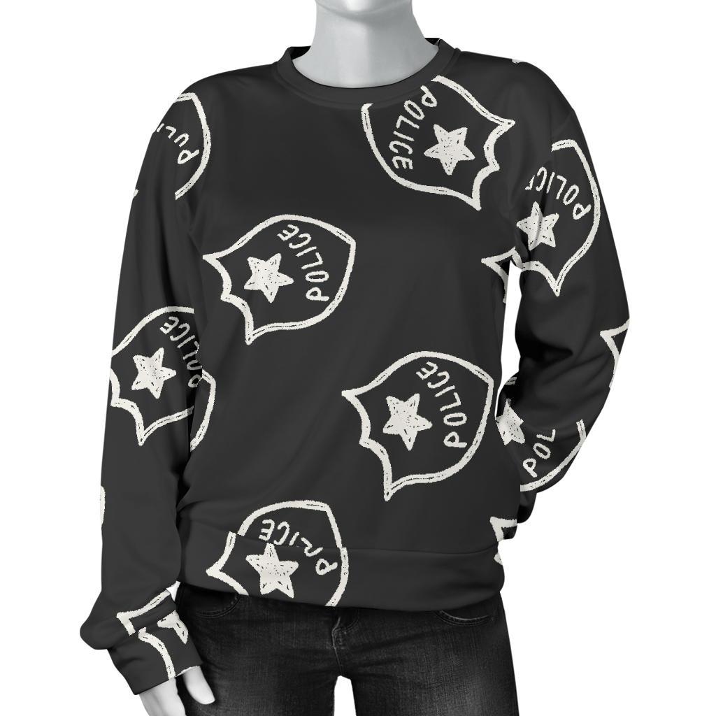 Police Pattern Print Women's Sweatshirt-grizzshop