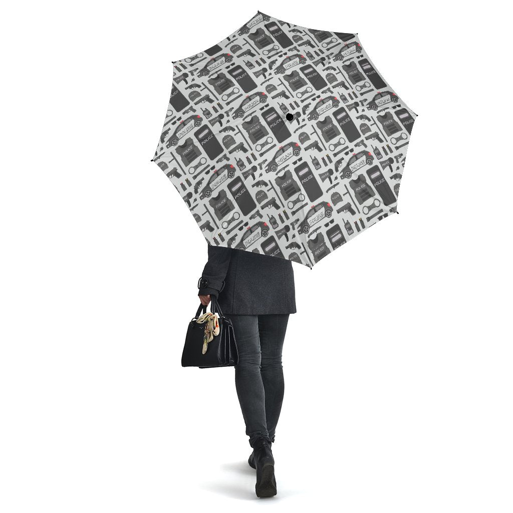 Police Print Pattern Automatic Foldable Umbrella-grizzshop