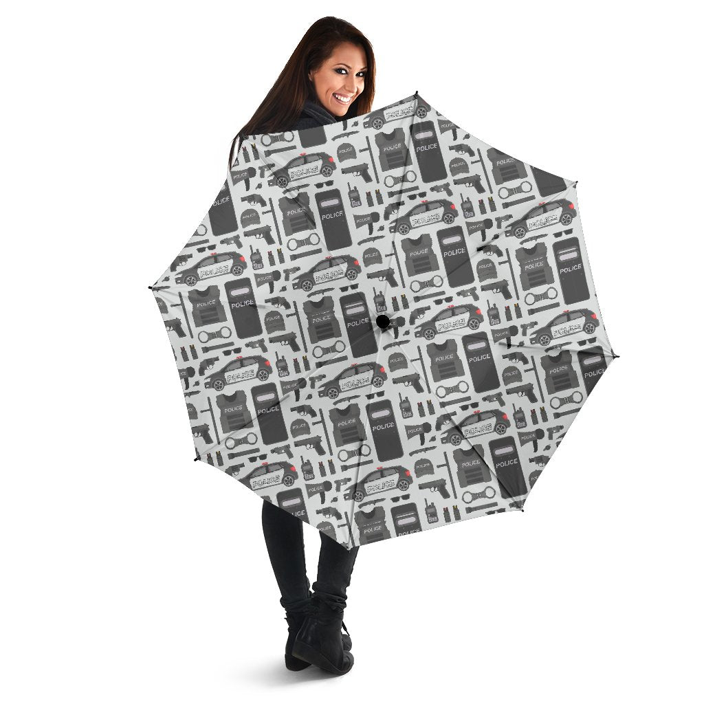 Police Print Pattern Automatic Foldable Umbrella-grizzshop