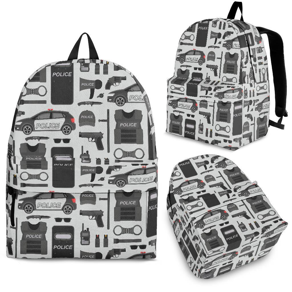 Police Print Pattern Backpack-grizzshop