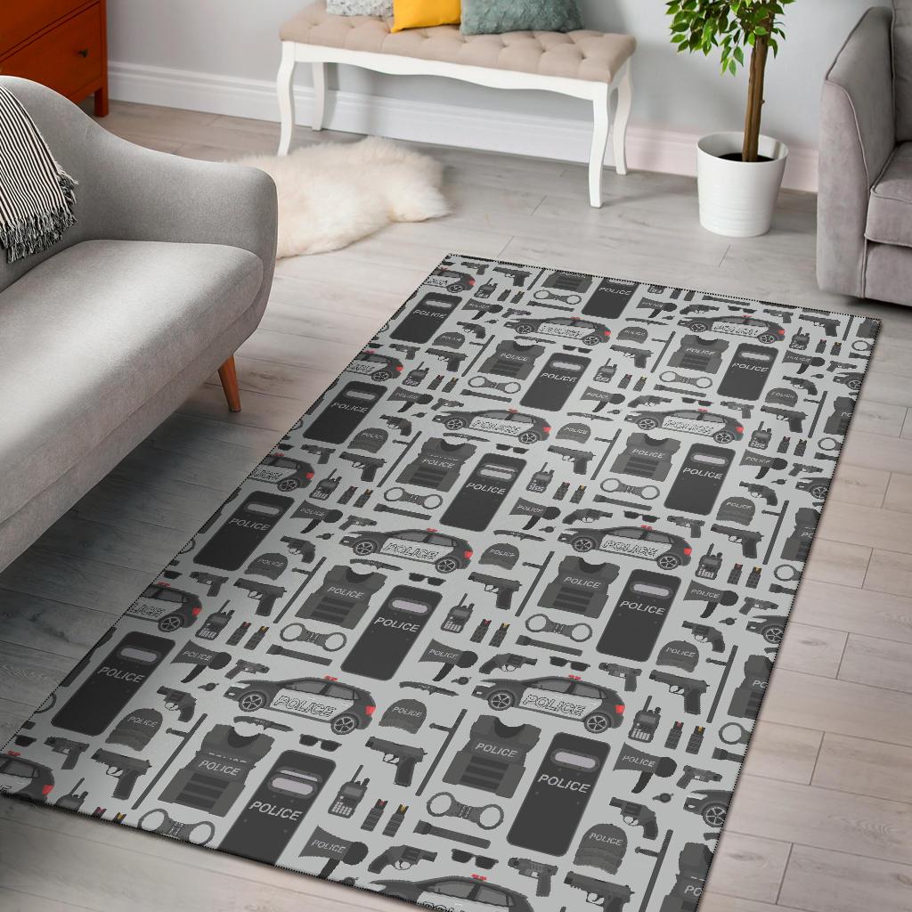 Police Print Pattern Floor Mat-grizzshop