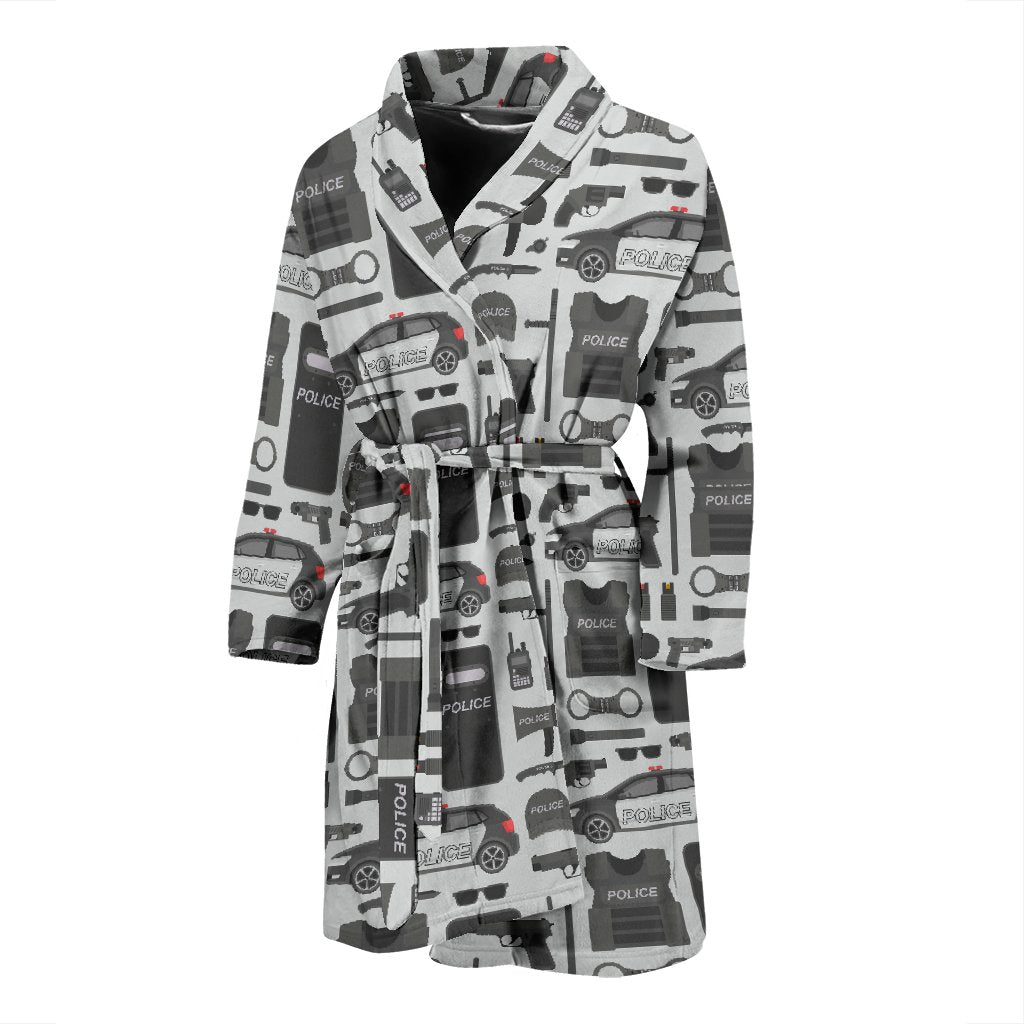 Police Print Pattern Men Long Robe-grizzshop