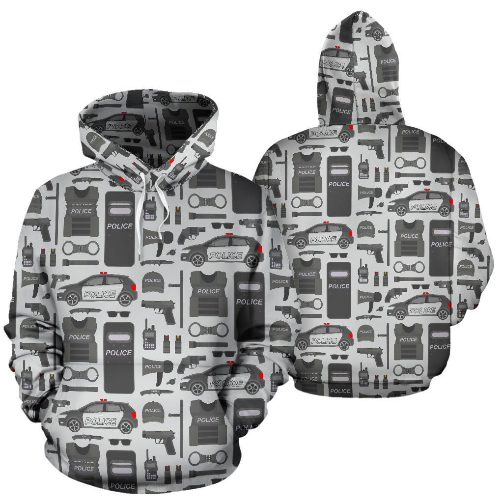 Police Print Pattern Men Women Pullover Hoodie-grizzshop