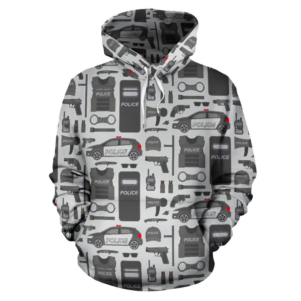 Police Print Pattern Men Women Pullover Hoodie-grizzshop