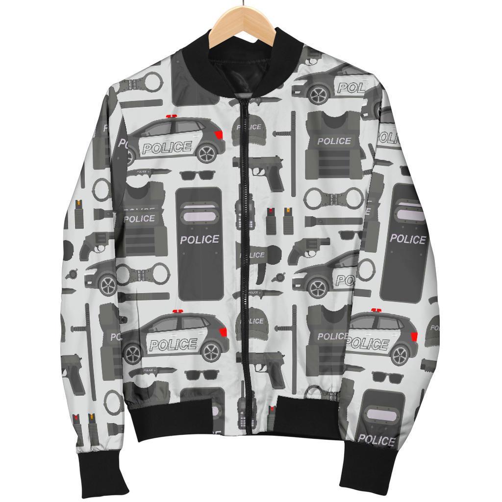 Police Print Pattern Men's Bomber Jacket-grizzshop