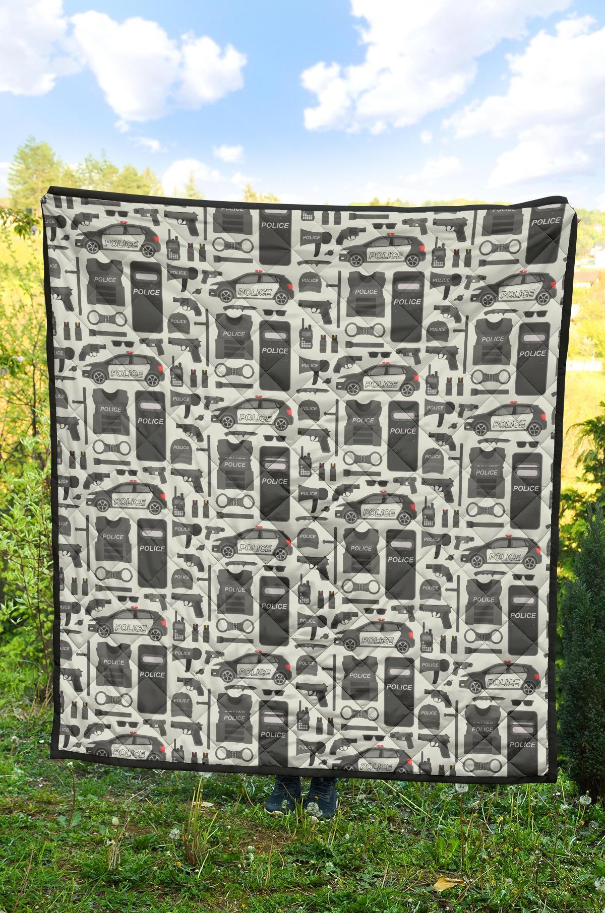 Police Print Pattern Quilt-grizzshop