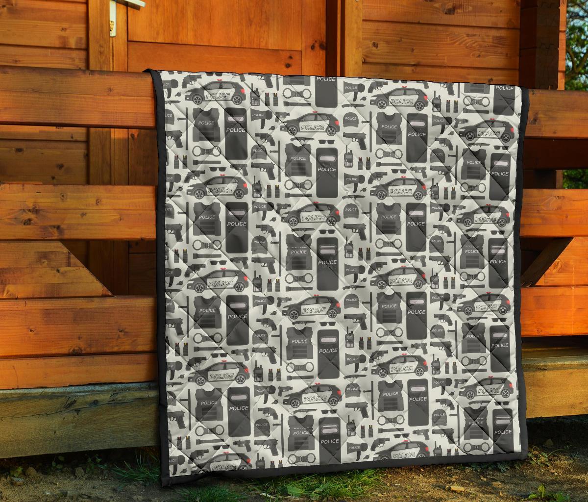 Police Print Pattern Quilt-grizzshop