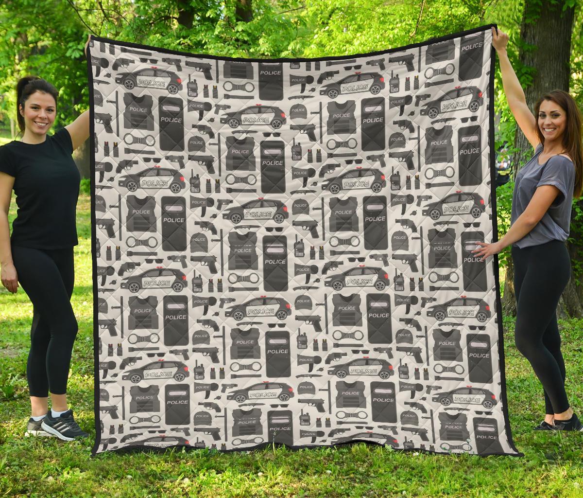 Police Print Pattern Quilt-grizzshop