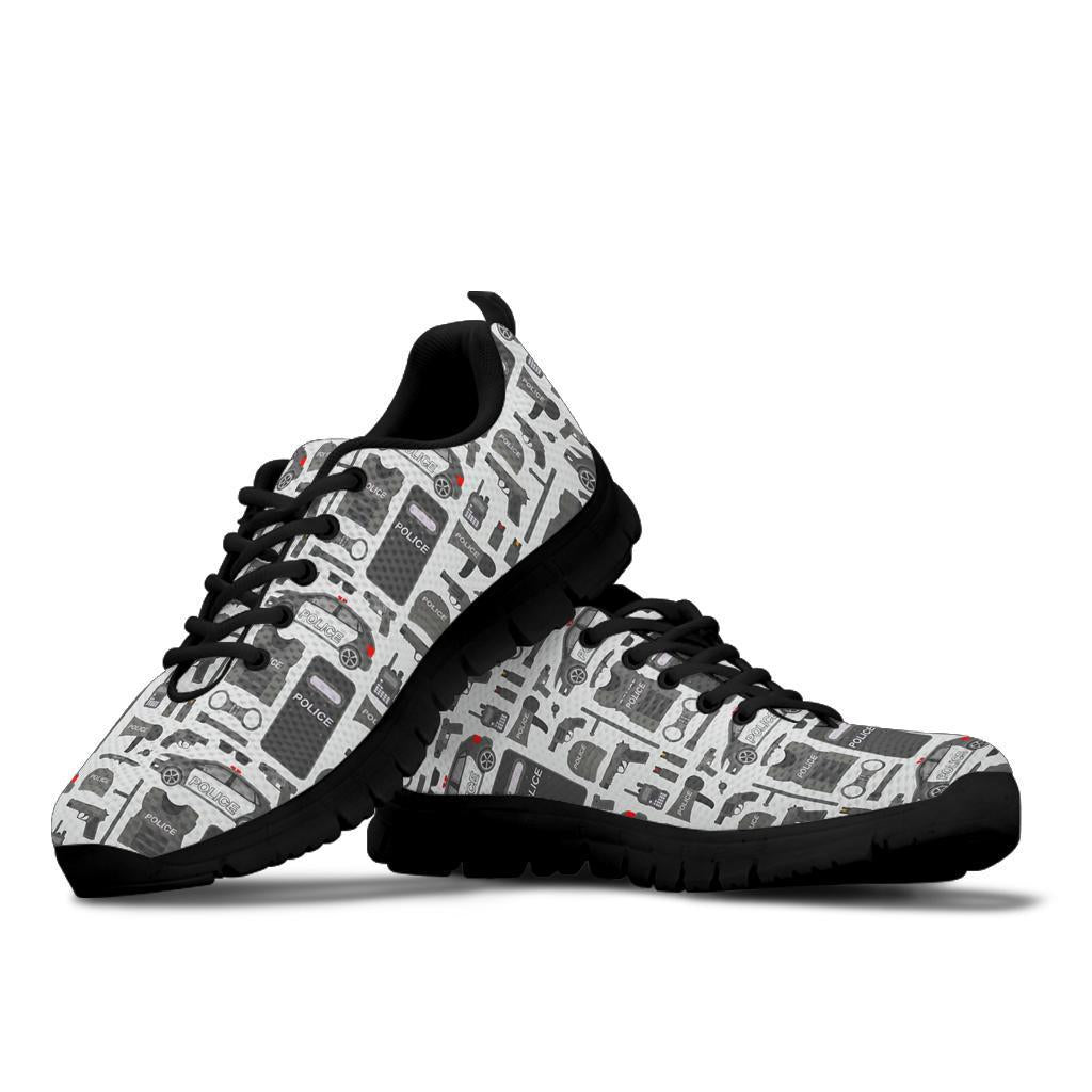 Police Print Pattern Sneaker Shoes For Men Women-grizzshop