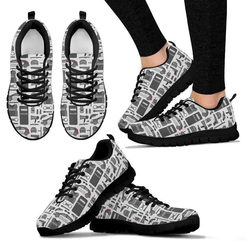 Police Print Pattern Sneaker Shoes For Men Women-grizzshop