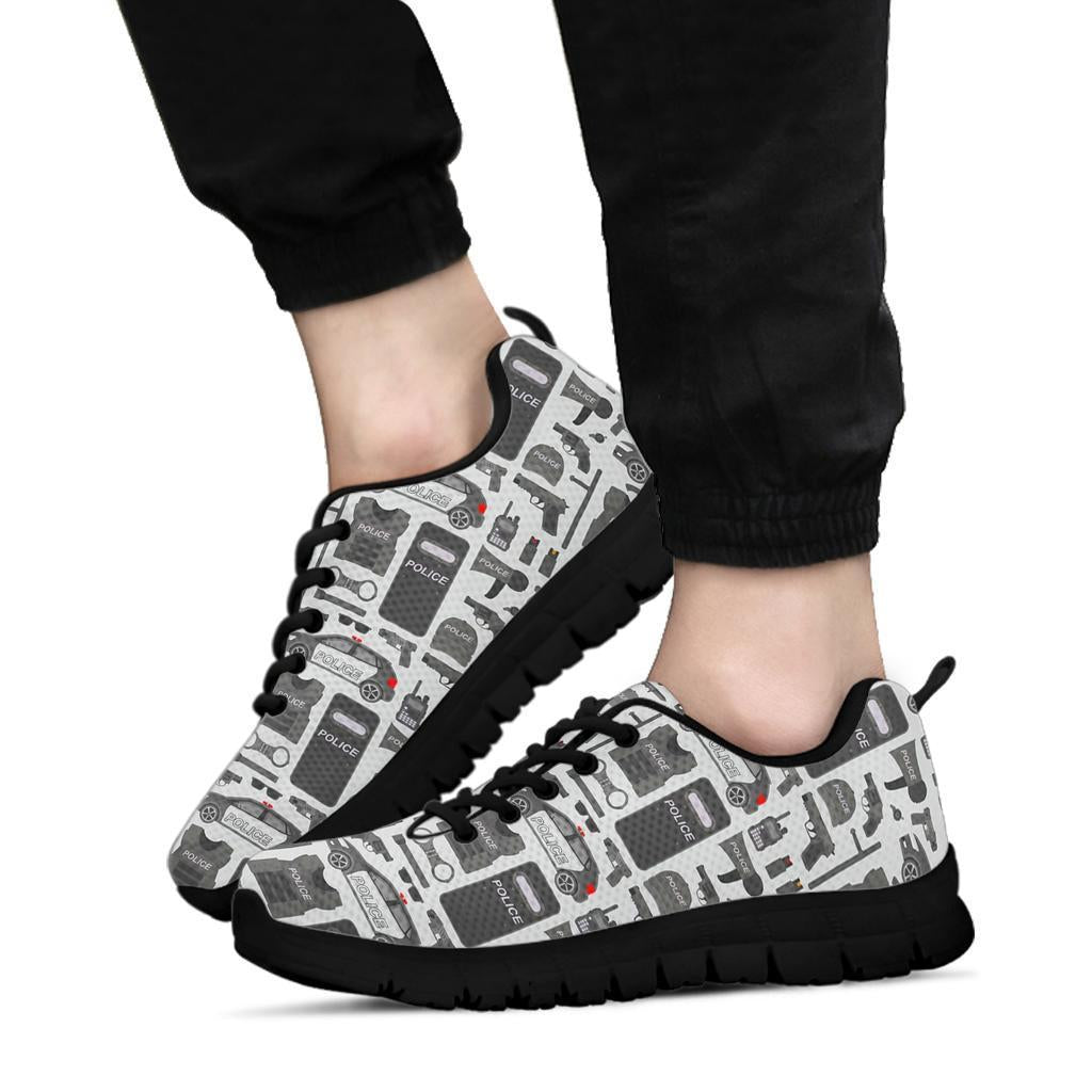 Police Print Pattern Sneaker Shoes For Men Women-grizzshop