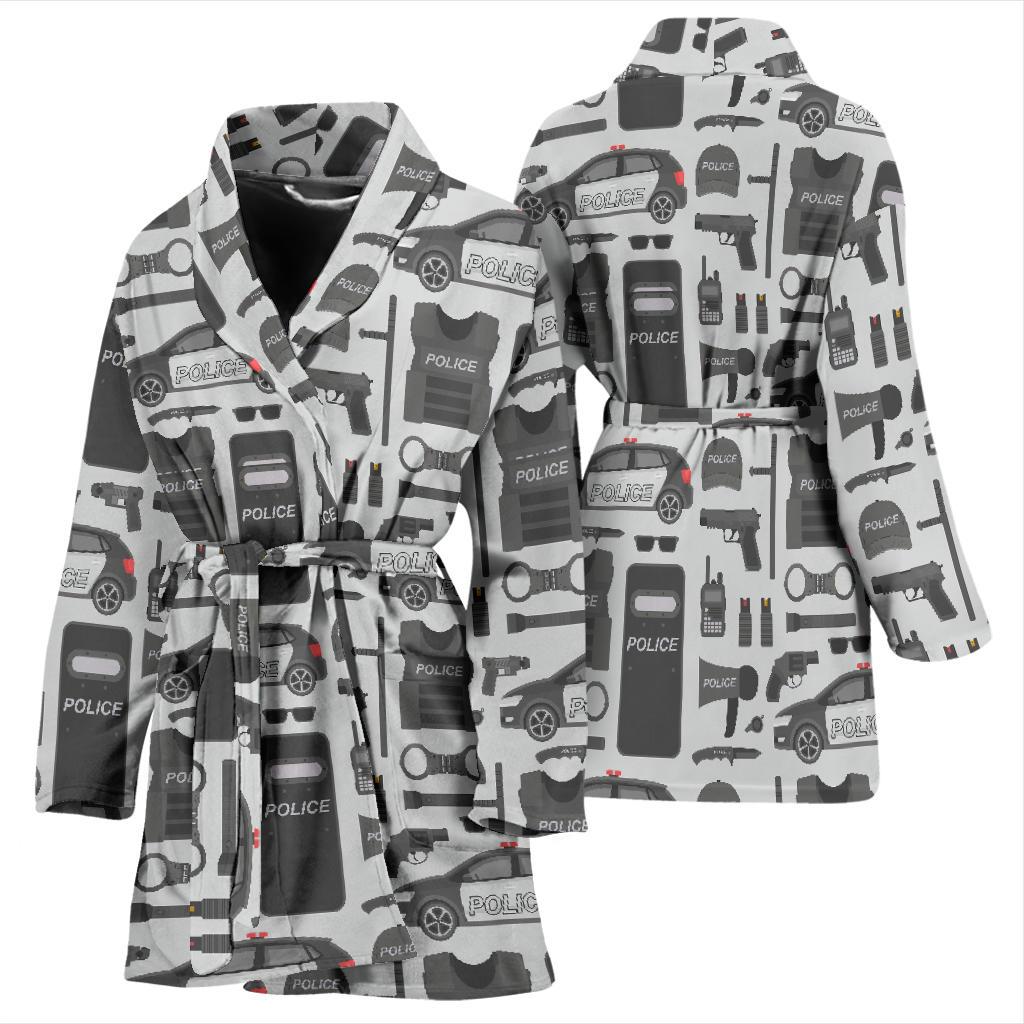 Police Print Pattern Women Long Robe-grizzshop