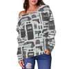 Police Print Pattern Women Off Shoulder Sweatshirt-grizzshop