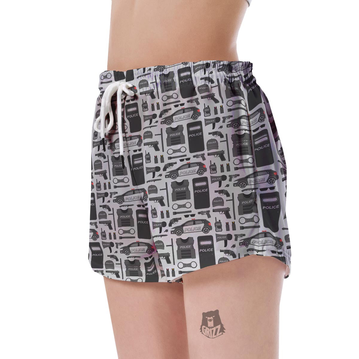 Police Print Pattern Women's Shorts-grizzshop