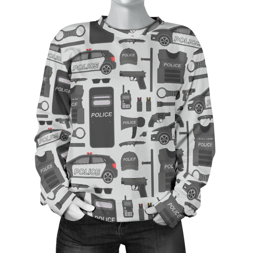 Police Print Pattern Women's Sweatshirt-grizzshop