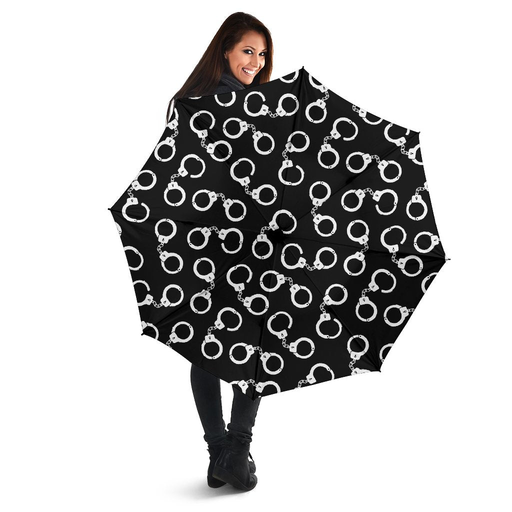 Police Shackle Pattern Print Automatic Foldable Umbrella-grizzshop