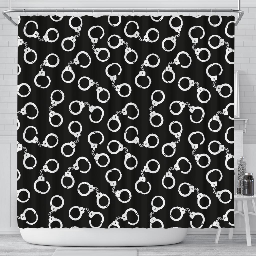 Police Shackle Pattern Print Bathroom Shower Curtain-grizzshop