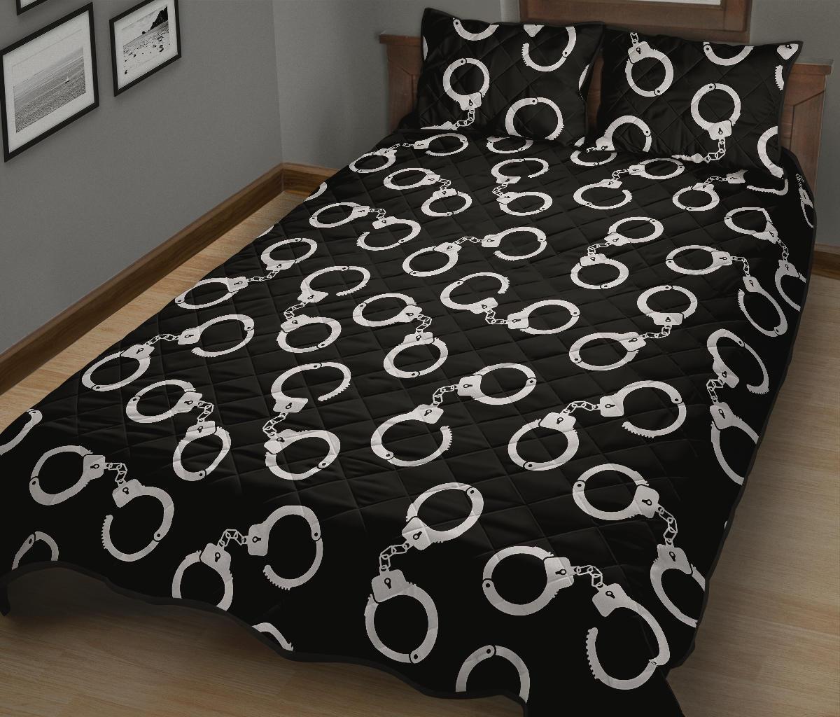 Police Shackle Pattern Print Bed Set Quilt-grizzshop