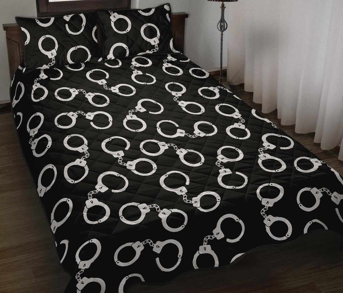 Police Shackle Pattern Print Bed Set Quilt-grizzshop