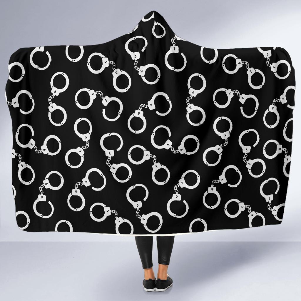 Police Shackle Pattern Print Hooded Blanket-grizzshop