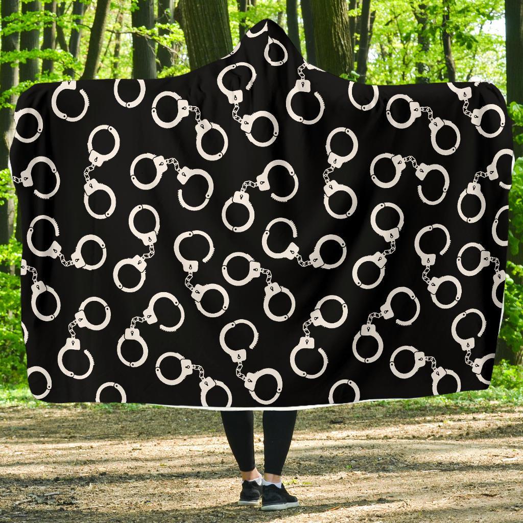 Police Shackle Pattern Print Hooded Blanket-grizzshop