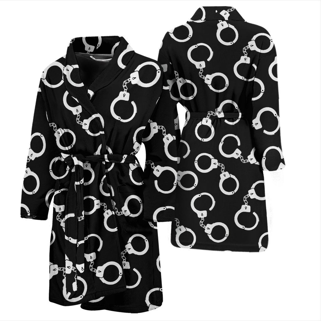 Police Shackle Pattern Print Men Long Robe-grizzshop