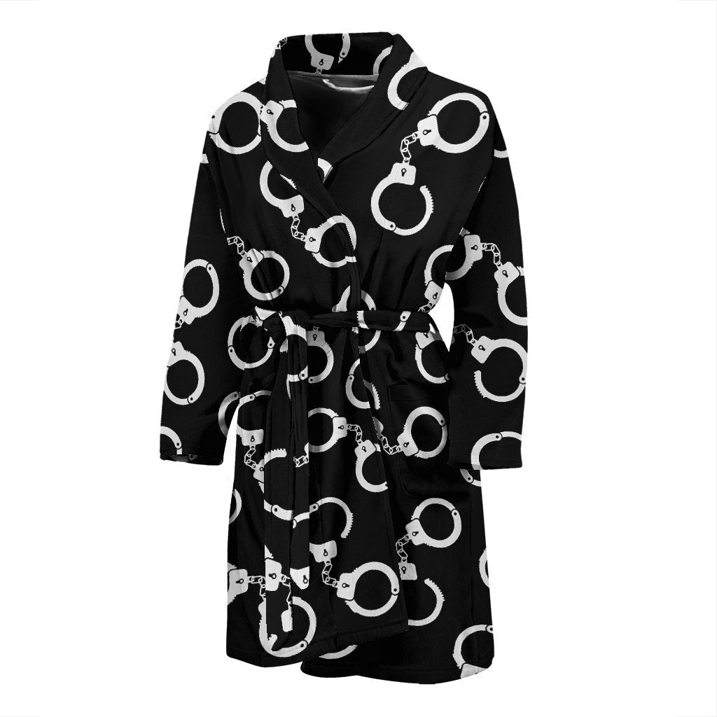 Police Shackle Pattern Print Men Long Robe-grizzshop