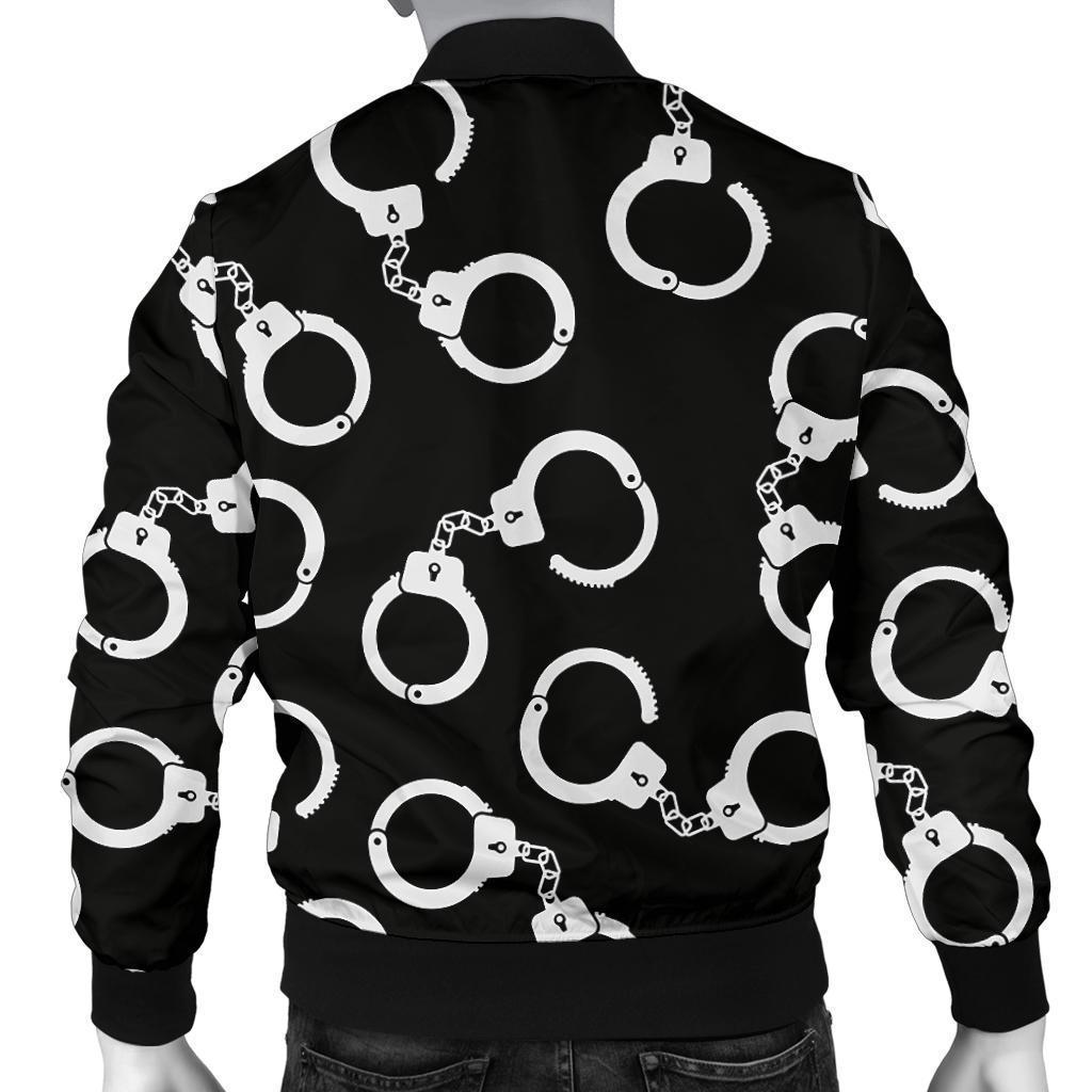 Police Shackle Pattern Print Men's Bomber Jacket-grizzshop