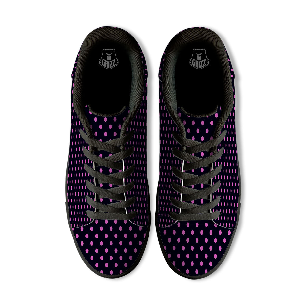 Polka Dot Black And Pink Print Pattern Black Low Top Sneakers-grizzshop
