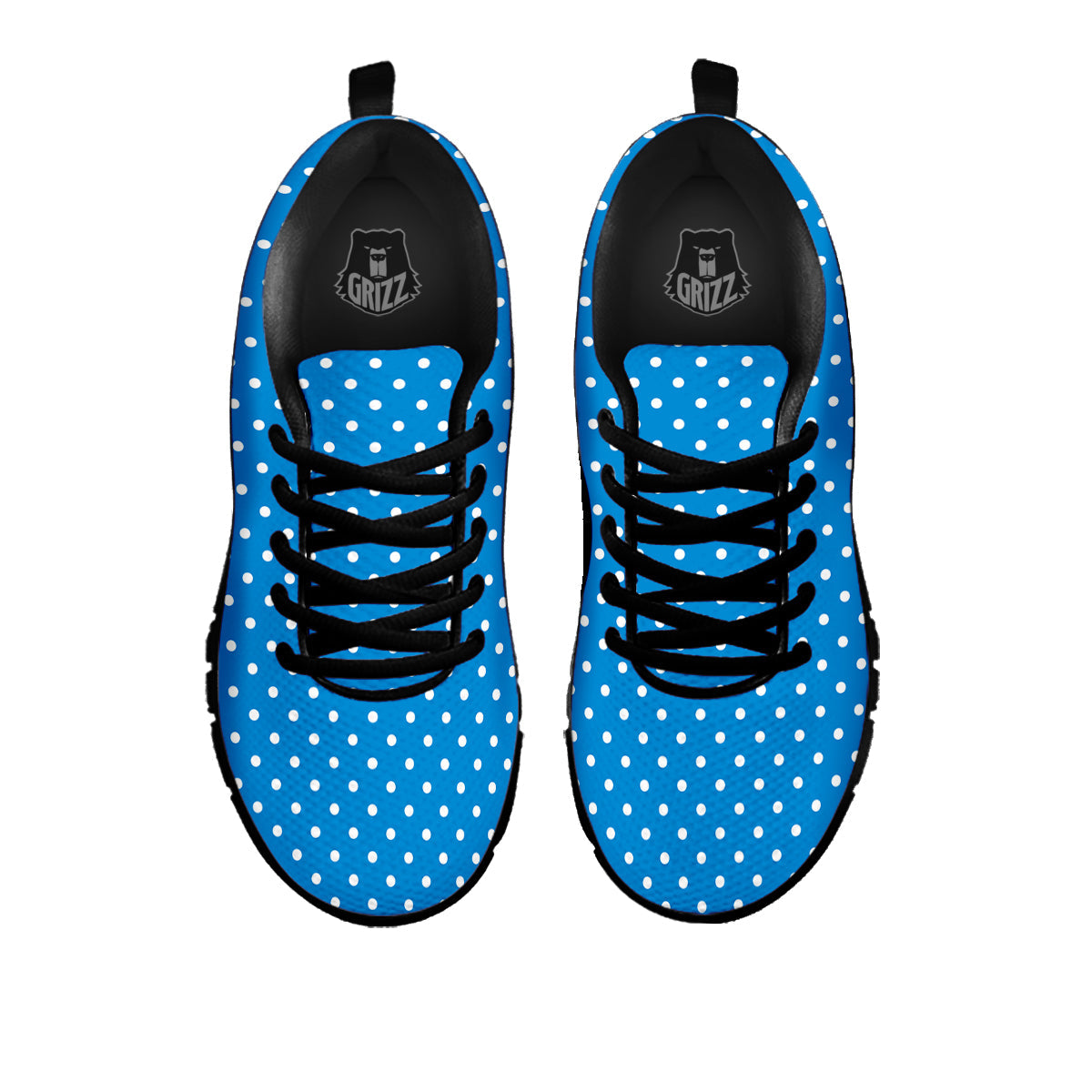 Polka Dot Blue And White Print Pattern Black Sneaker-grizzshop