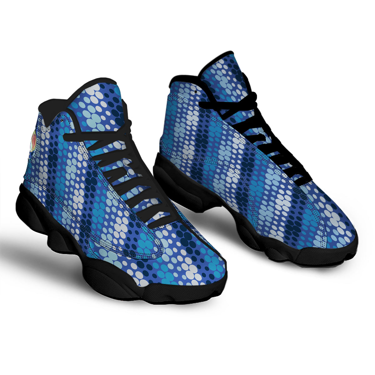 Polka Dot Blue Striped Print Pattern Black Basketball Shoes-grizzshop
