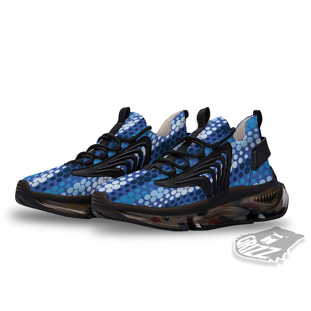 Polka Dot Blue Striped Print Pattern Black Gym Shoes-grizzshop