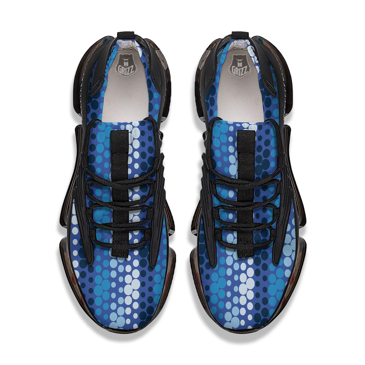Polka Dot Blue Striped Print Pattern Black Gym Shoes-grizzshop