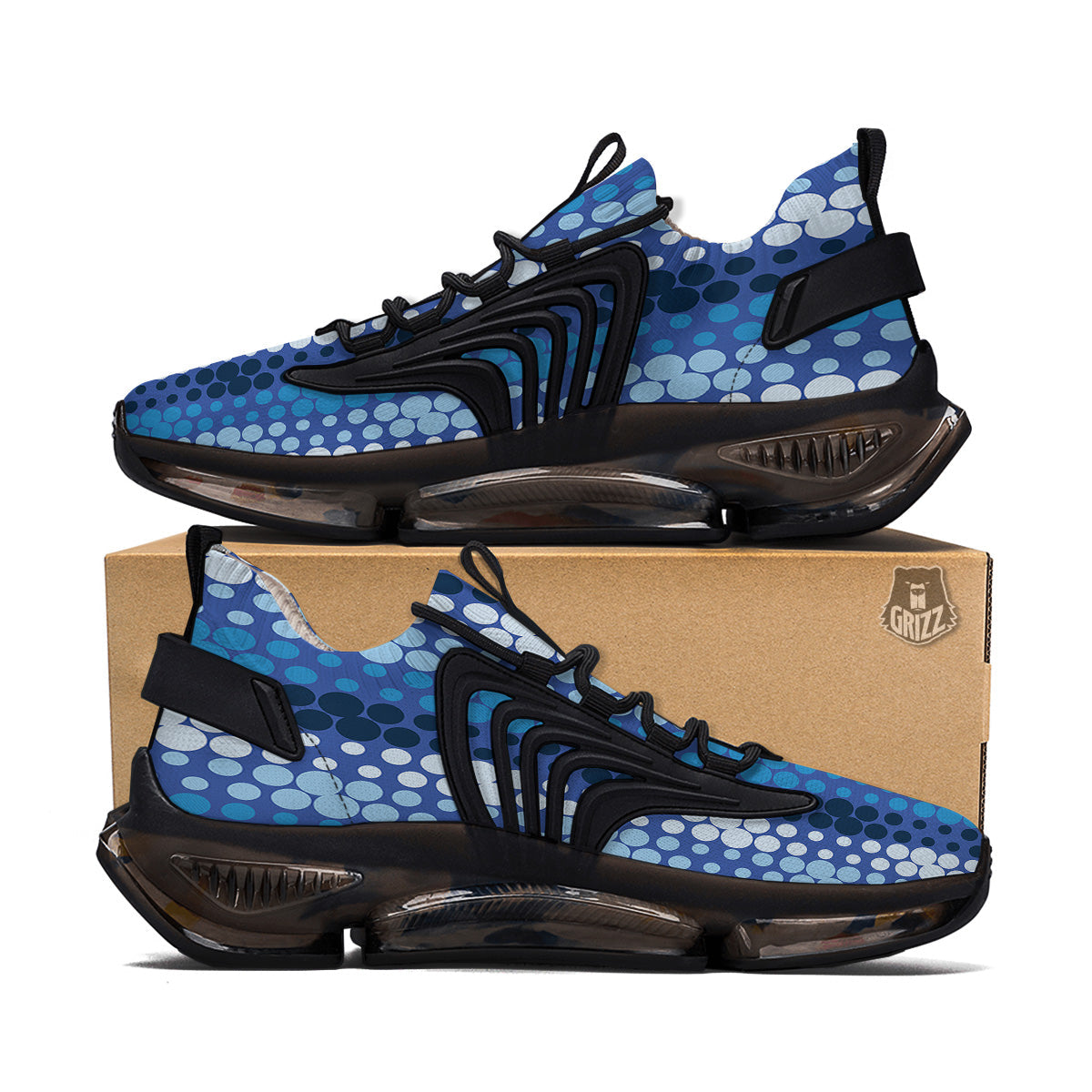 Polka Dot Blue Striped Print Pattern Black Gym Shoes-grizzshop