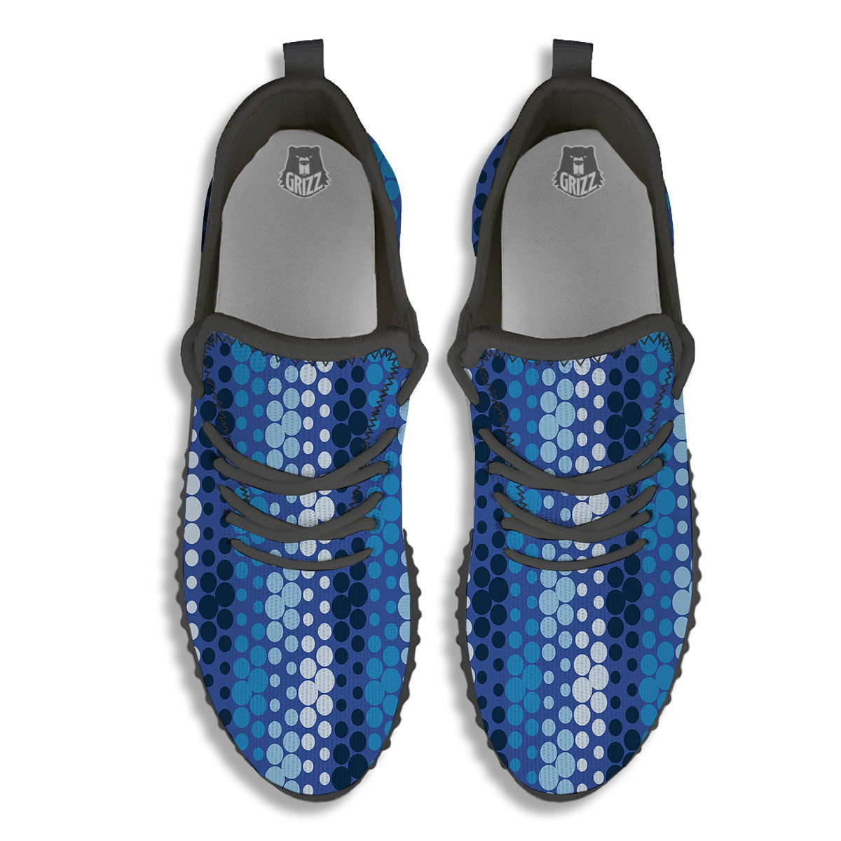 Polka Dot Blue Striped Print Pattern Black Walking Shoes-grizzshop