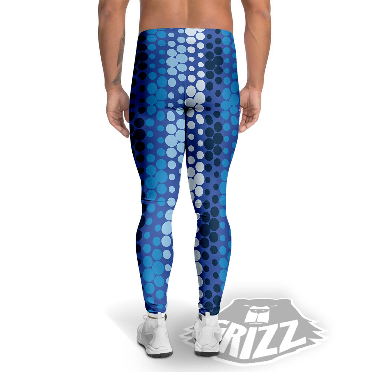 Polka Dot Blue Striped Print Pattern Men's Leggings-grizzshop