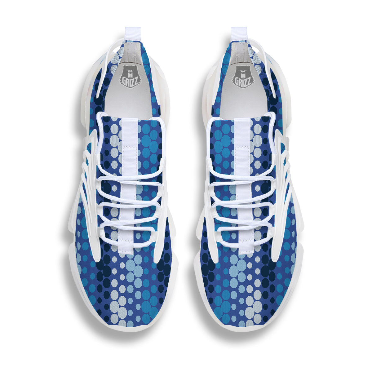 Polka Dot Blue Striped Print Pattern White Gym Shoes-grizzshop