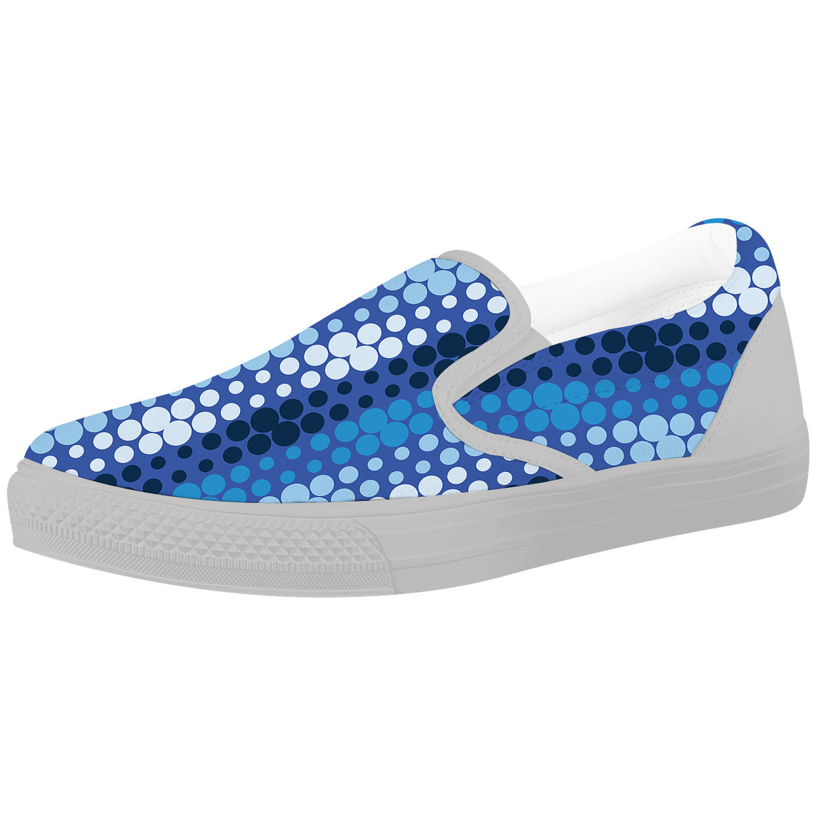 Polka Dot Blue Striped Print Pattern White Slip On Shoes-grizzshop