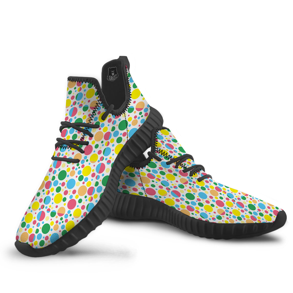 Polka Dot Colorful Print Pattern Black Walking Shoes-grizzshop