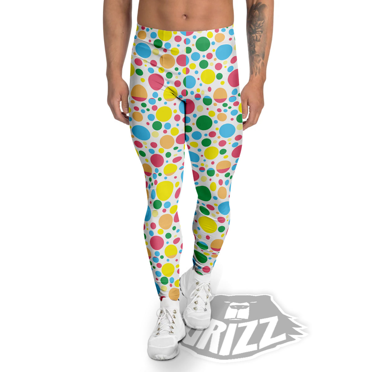 Polka Dot Colorful Print Pattern Men's Leggings-grizzshop