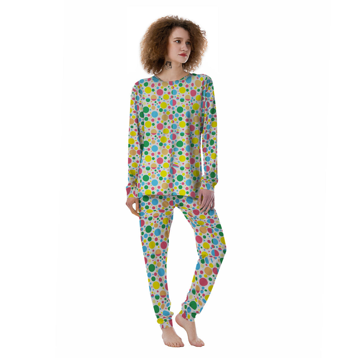 Polka Dot Colorful Print Pattern Women's Pajamas-grizzshop
